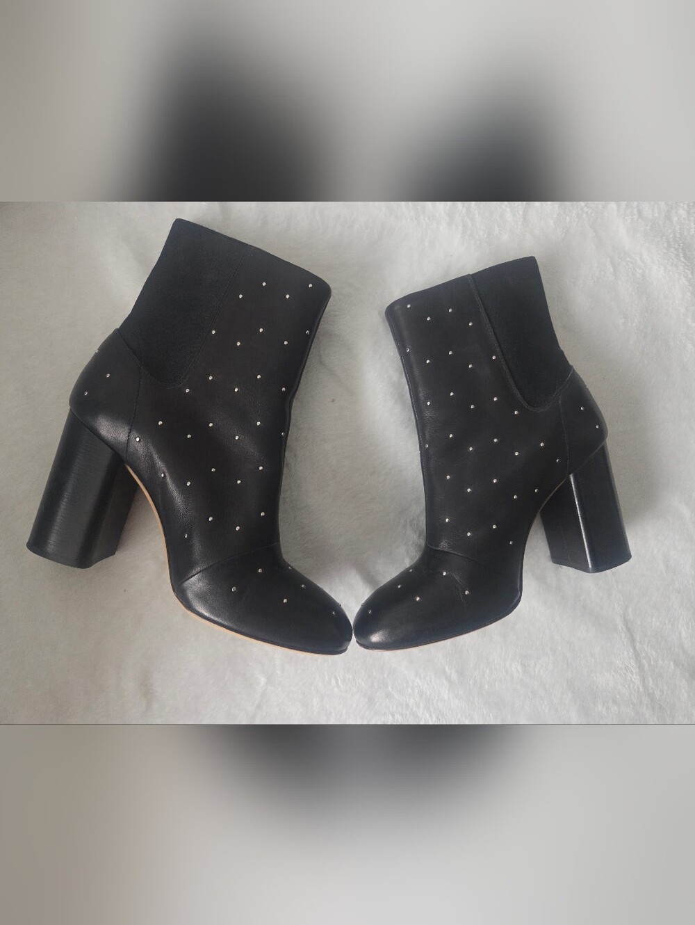 New York Raw&bone  Women's Black Studded Ankle Booties with Block Heel